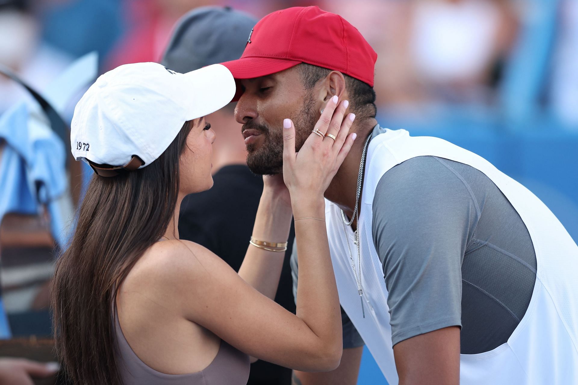 Nick Kyrgios pictured with his girlfriend at the Citi Open - Day 9